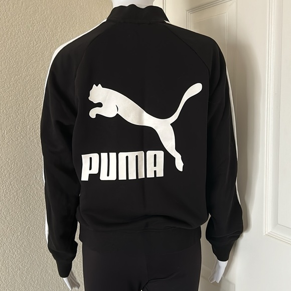 Puma Black and White Classic long sleeve front zip T7 Track sweatshirt - Small - Picture 3 of 7